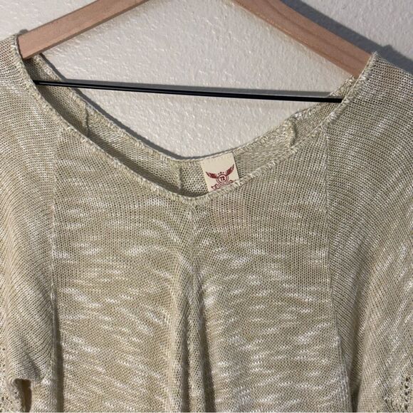 Faded Glory Tan Cream Knit Short Sleeve Tunic V-Neck Women Medium. - Picture 6 of 10